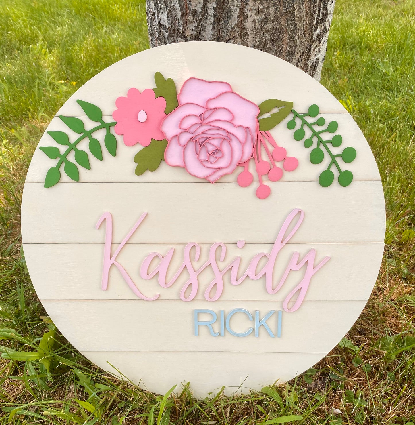 Large Floral Name Sign