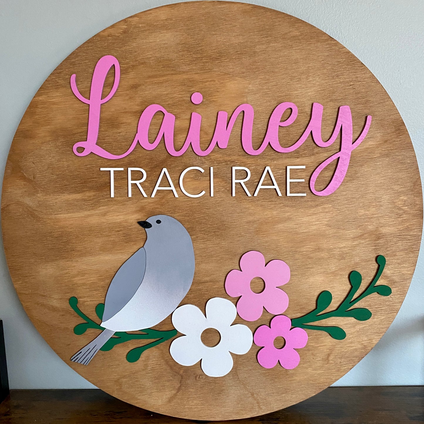 Bird+Flowers Name Sign