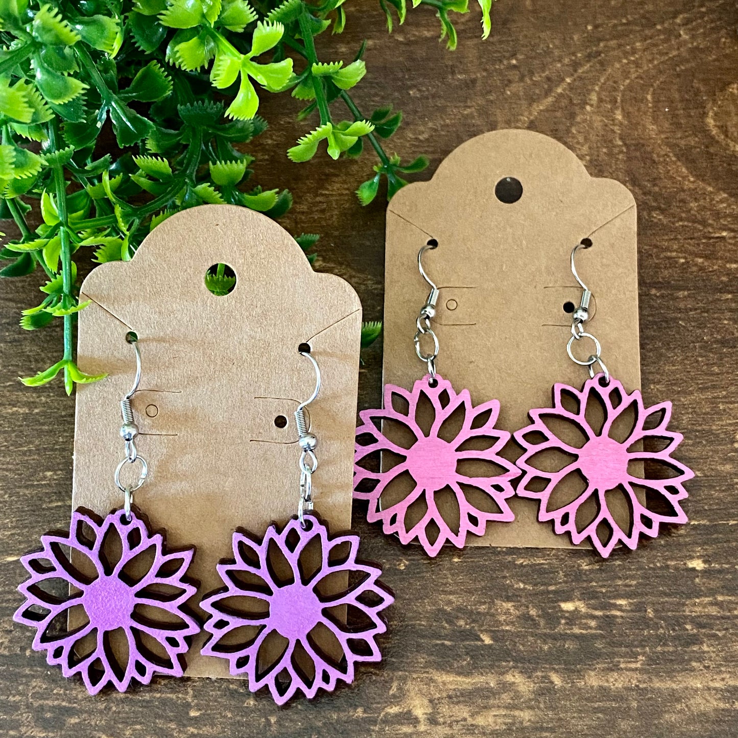 Wood Flower Dangles