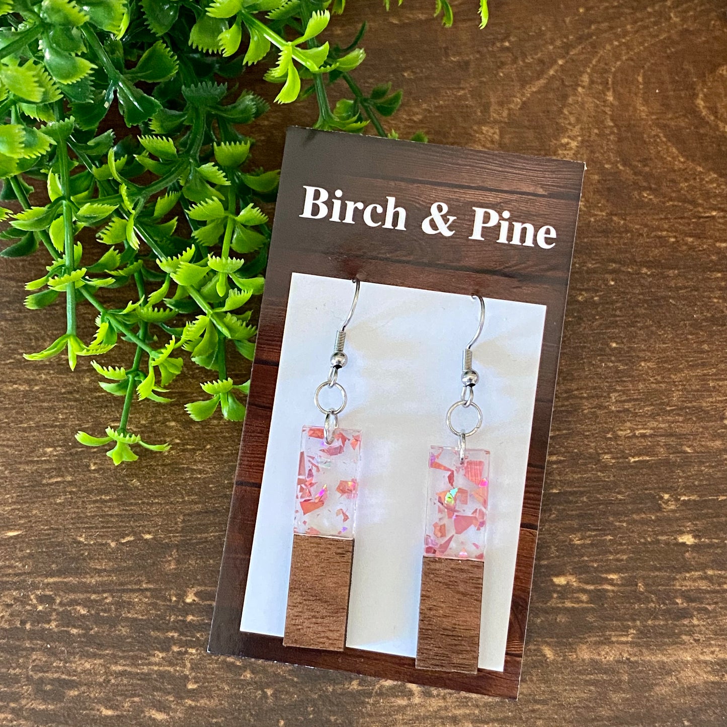 Rose Gold Wood and Acrylic Dangles