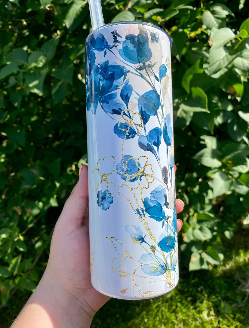 Blue Floral Tumbler