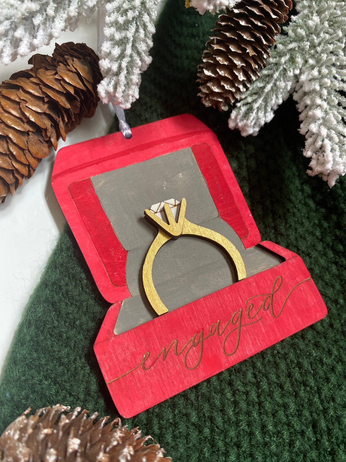 Engaged Ring Box Ornament