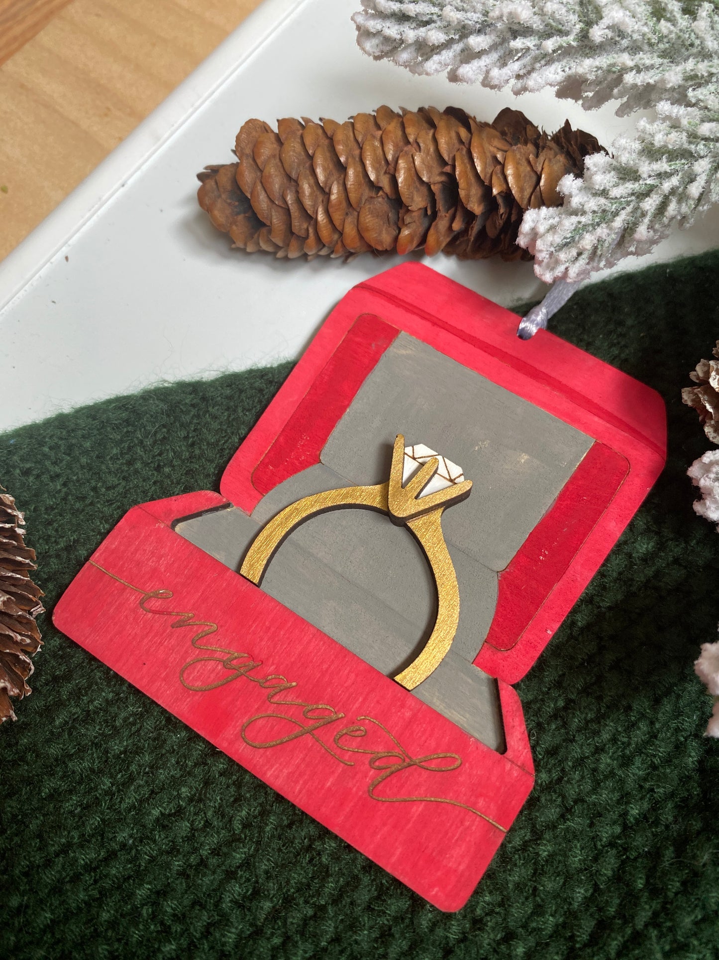 Engaged Ring Box Ornament