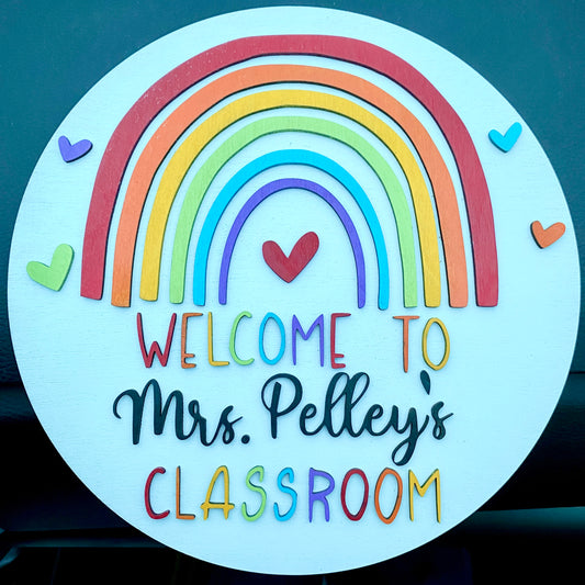 10” Rainbow Teacher Sign