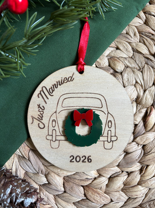 Just Married Car Ornament