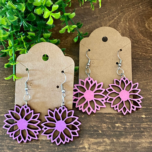 Wood Flower Dangles