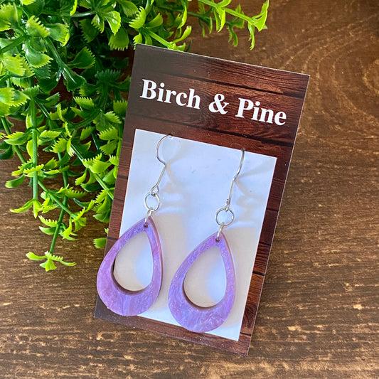 Purple Swirl Acrylic Dangle Earrings