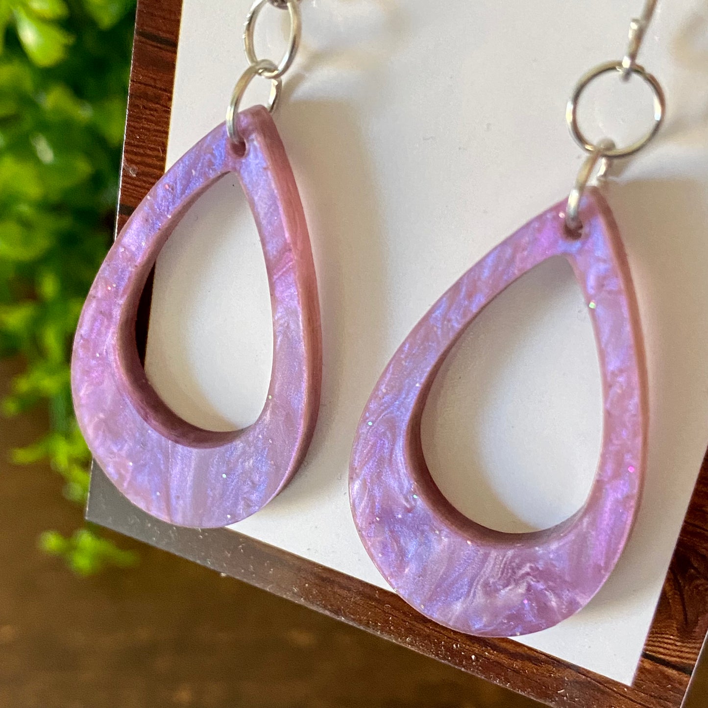 Purple Swirl Acrylic Dangle Earrings