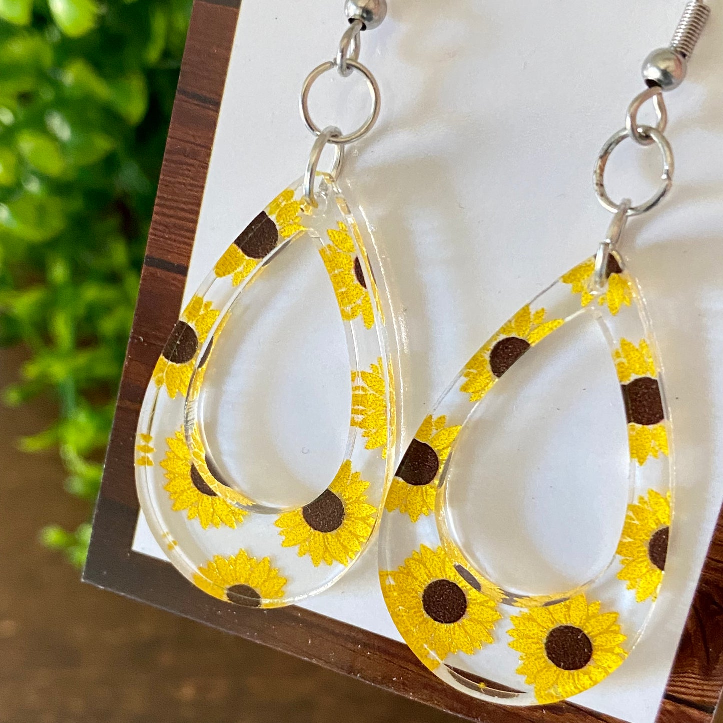 Sunflower Teardrop Dangle Earrings