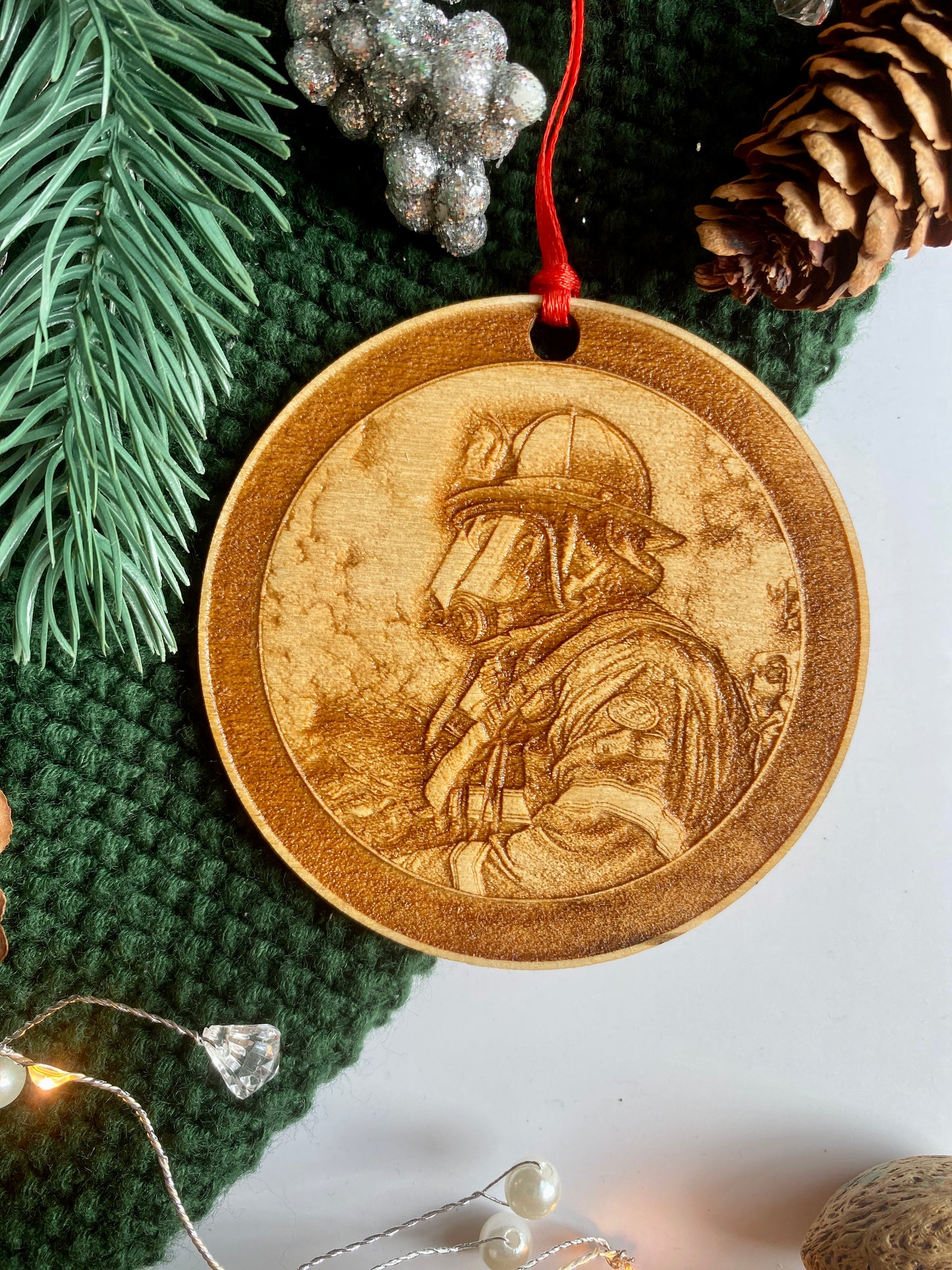 Engraved Firefighter Ornament