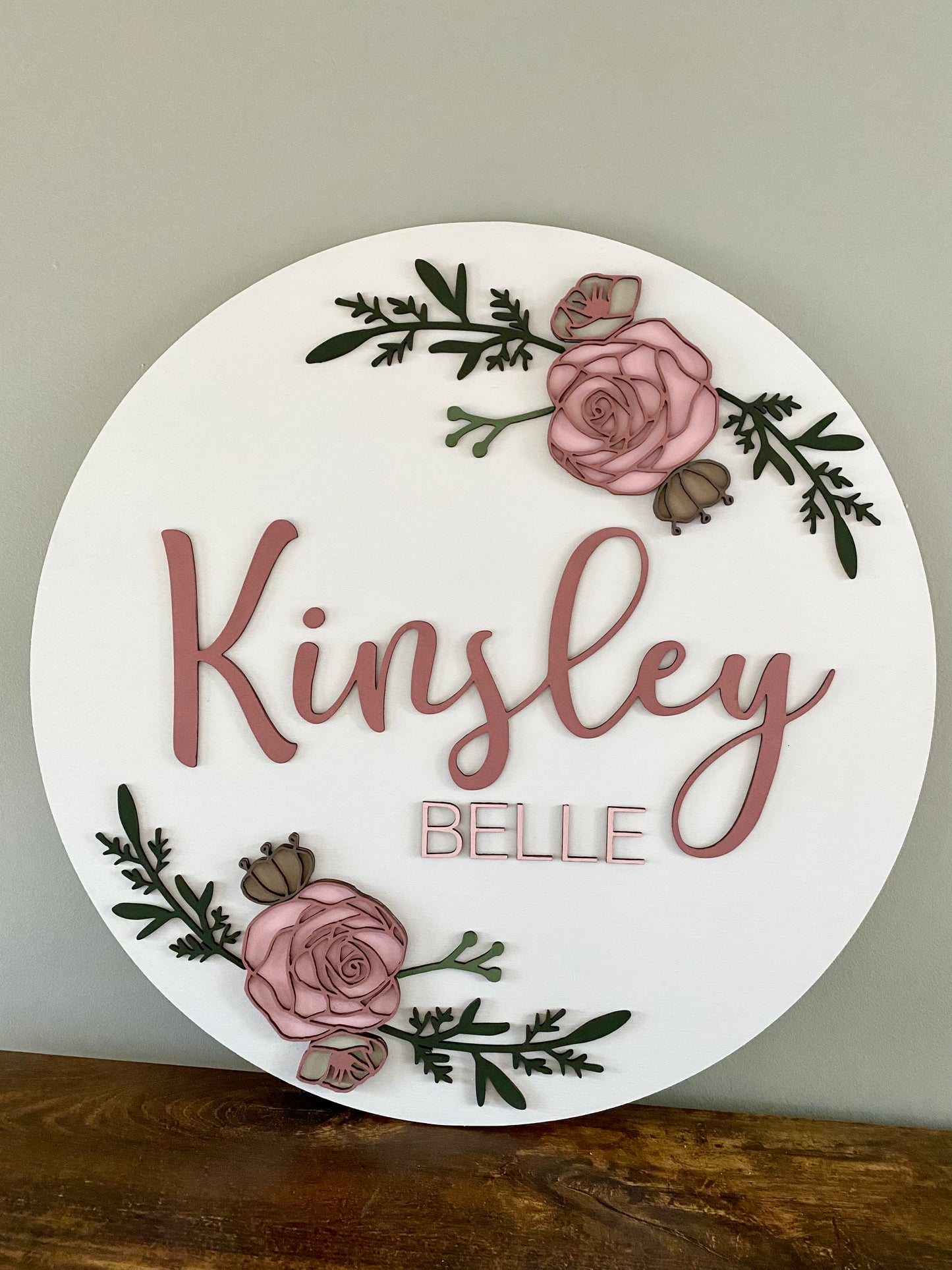 Double Floral Name Sign