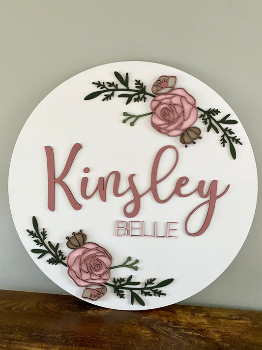 Double Floral Name Sign